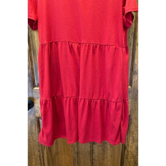 Knox Rose Dress Size Large Red Tiered Loose Fit V Neck + Stretch Flirty Party - Picture 6 of 9